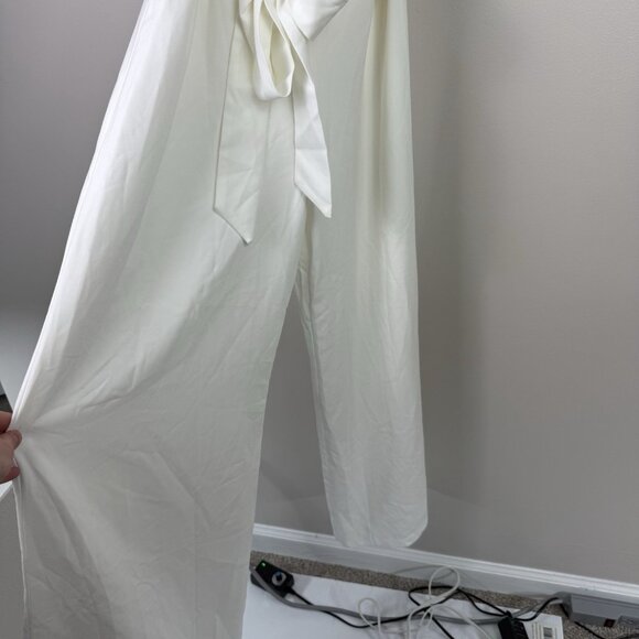 Petal & Pup Leyton White One Shoulder Wide Leg Jumpsuit Sz 4 Bridal Formal - Picture 6 of 9